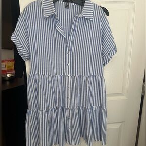 Aqua button down tiered dress / med/